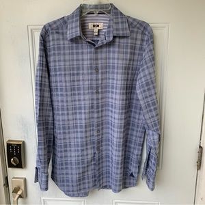JOSEPH ABBOUD. Blue/Gray Checked, Long Sleeve Button Down Shirt.